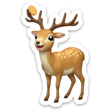 Deer from Japan eating biscuits  sticker