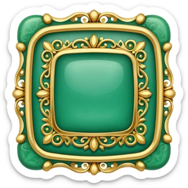 Jade and gold filigree style rounded square icon button sticker
