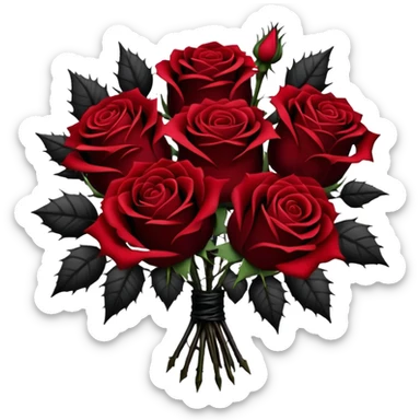 Black gothic bouquet of roses  sticker