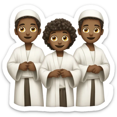 Three boys indoors in white robes sticker