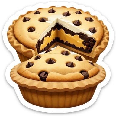 Baking community humanless avatar in clean emoji-style illustration. Pie, cookie, and muffin warm golden tones, simple shapes, flat design, high contrast, cozy and friendly. sticker