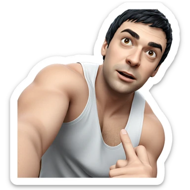 man with black hair selfie sticker