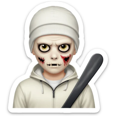 zombie boy with emo hair and white shirt with a ski mask on hair from Nike da syna sticker