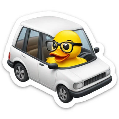 Rubber duck with glasses in a car  sticker