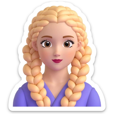 Striking character with perfect Dutch braids, fluttery large eyelashes, and a beautiful attractive face sticker