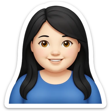 Long black hair chubby girl she’s happy sticker