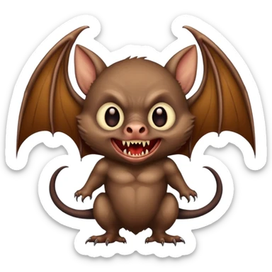 full body of vampire bat with fangs, front face  sticker