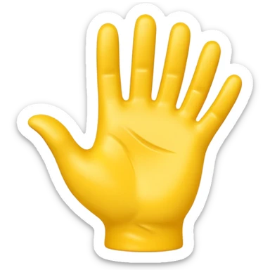 3D yellow hand wave icon no background sticker
