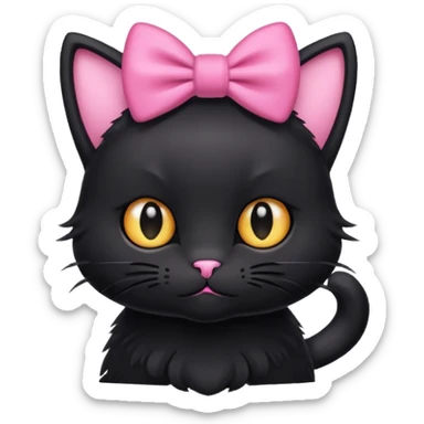 Black cat with pink bow sticker