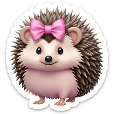 hedgehog with a pink bow sticker
