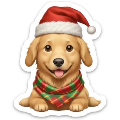 Dog in new yaer hat wrapped paper new yaer  sticker