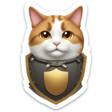 Fat calico cat with a shield  sticker