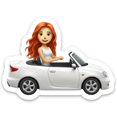 White car with a red headed girl driving sticker