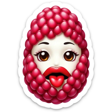 A raspberry applying lipstick sticker