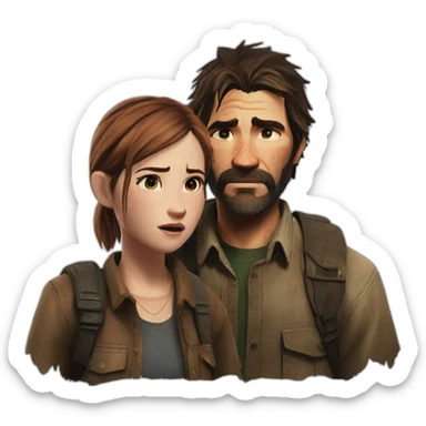 Ellie and Joel, the last of us sticker
