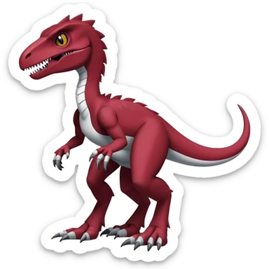  Cool Edgy Maroon Digimon-Fakemon-Velociraptor full body sticker
