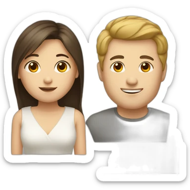 Brown hair white man and asian woman sticker