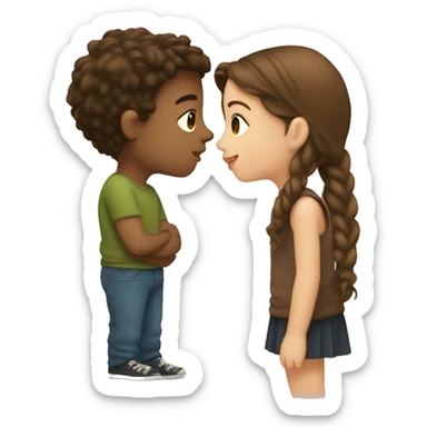 girl with brown hair kiss boy  sticker