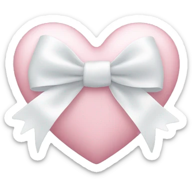 Pastel pink heart with white bow sticker