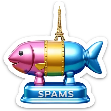 paris art city SPAM jeff koons style sculpture arty landscape  sticker