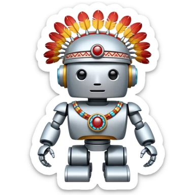 Full Robotic figure wearing native American regalia sticker