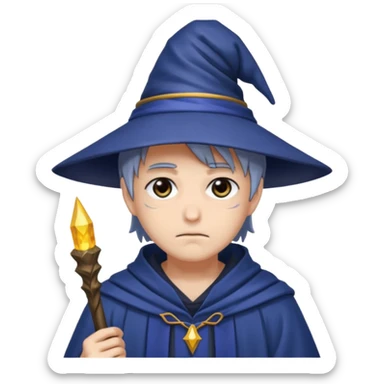 Anime very mysterious wizard, sad, no backhround sticker