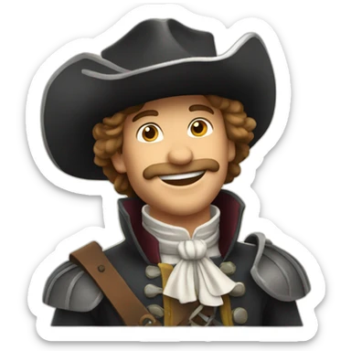 happy musketeer sticker