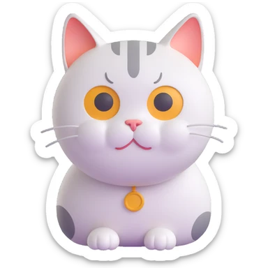 Round cat, neutral expression sticker