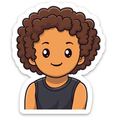 tan teenager with curly dark brown hair sticker