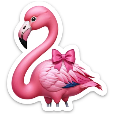 Flamingo with ribbon bow on its neck sticker