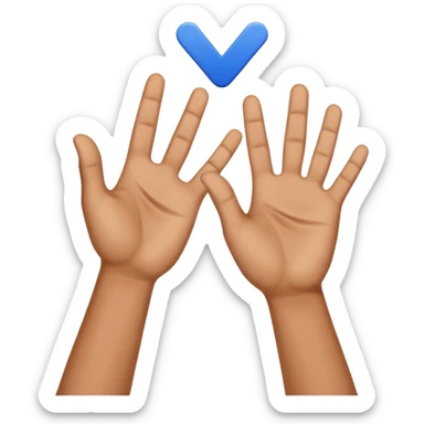 the raised hands emoji with a dark blue checkmark between them sticker