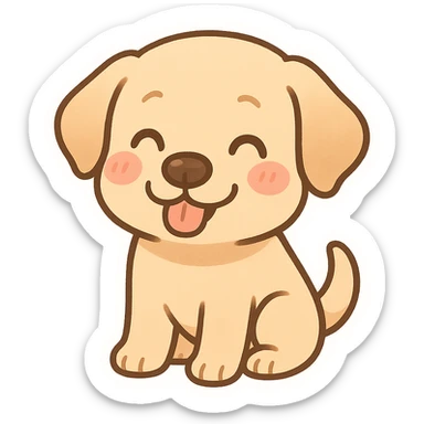 adorable labrador dog with pink blush, playful expression, suitable for social media emoji sticker
