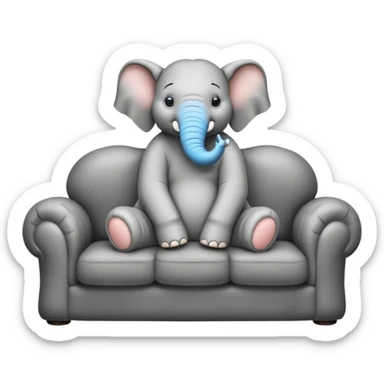 Please generate an emoji of An elephant is sitting on the sofa sticker