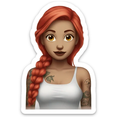Beautiful girl with white skin, long red hair and tattoos sticker