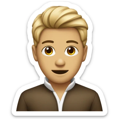 garoto criança  cabelo curto liso castanho olho castanho cor de pele bege usando agasalho  sticker