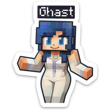 Extract the Ghast character (center, white) from the image as a separate image with a transparent background, preserving the original style and quality. sticker