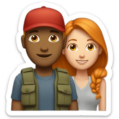 couple boy blond with cap and woman redhair sticker