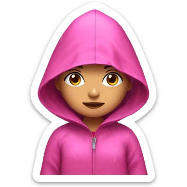 Girl in Pink raincoat dress in downpour  sticker