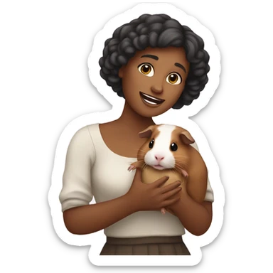 Woman holding a guineapig sticker
