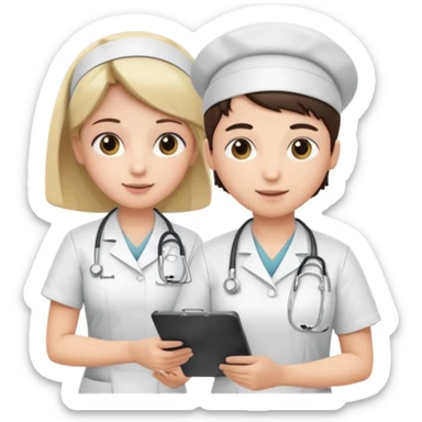 A nurse attending to a patient at the hospital sticker