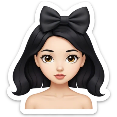 Beautiful brunette girl with black hair bow sticker