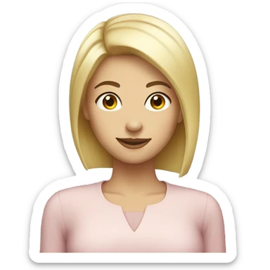 woman with hazel eyes blonde short straight hair happy sticker