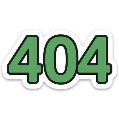 404 in green and black, color outline icon style, bold numbers sticker