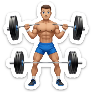 buff man with blue shorts perfoming deadlift sticker