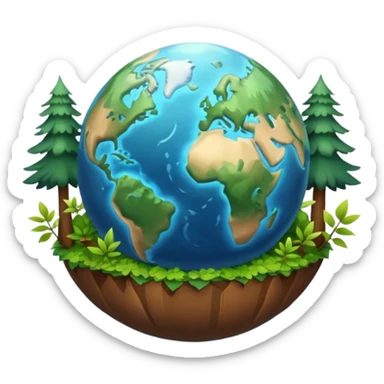 Generate a realistic emoji-style icon of the Earth with forests, oceans, and clean skies — bright lighting and soft shadows sticker