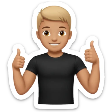 HAPPY MUSCULAR YOUNG BOY IN BLACK T SHIRT WITH THUMB UP  sticker