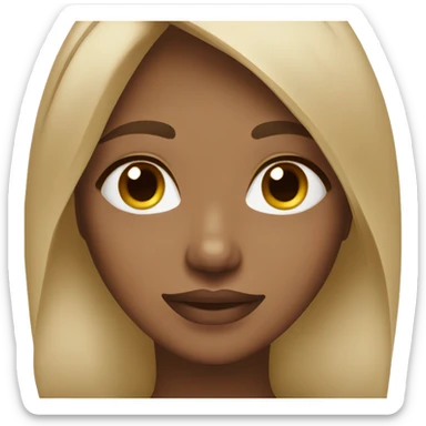 pretty girl with brown medium, brown and highlight blond hair with mole between her eyes sticker