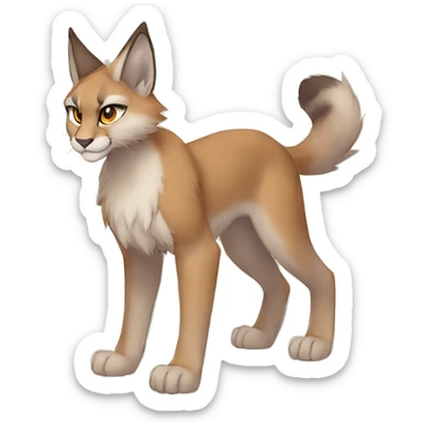 Anthro Beige-Orange-Brown Fur-Sona-Fakemon Lynx-Caracal Full Body sticker