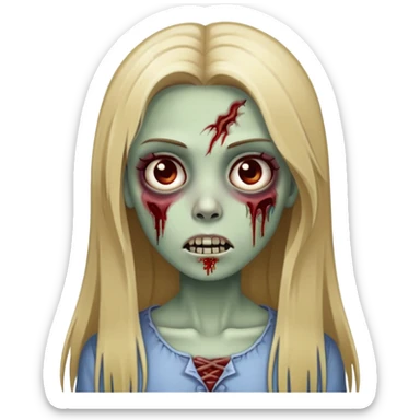 zombie girl with long straight dark blonde hair sticker