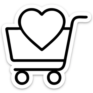 outlined shopping cart with a big heart inside sticker